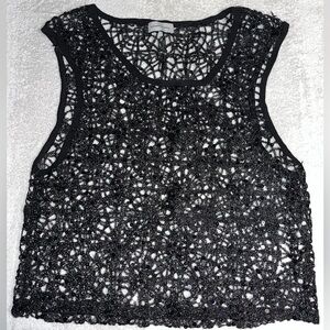 Alexander Digenova woven sequined black tank top
